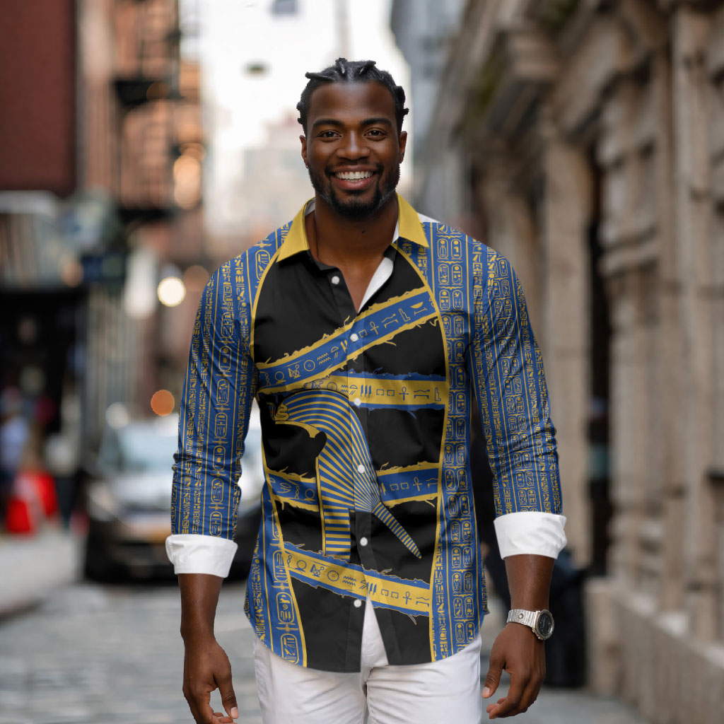 Egypt Nemyss Long Sleeve Button Shirt Ancient Mythology Pharaoh Royal