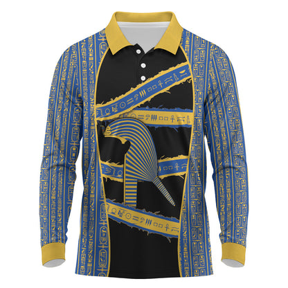 Egypt Nemyss Long Sleeve Polo Shirt Ancient Mythology Pharaoh Royal