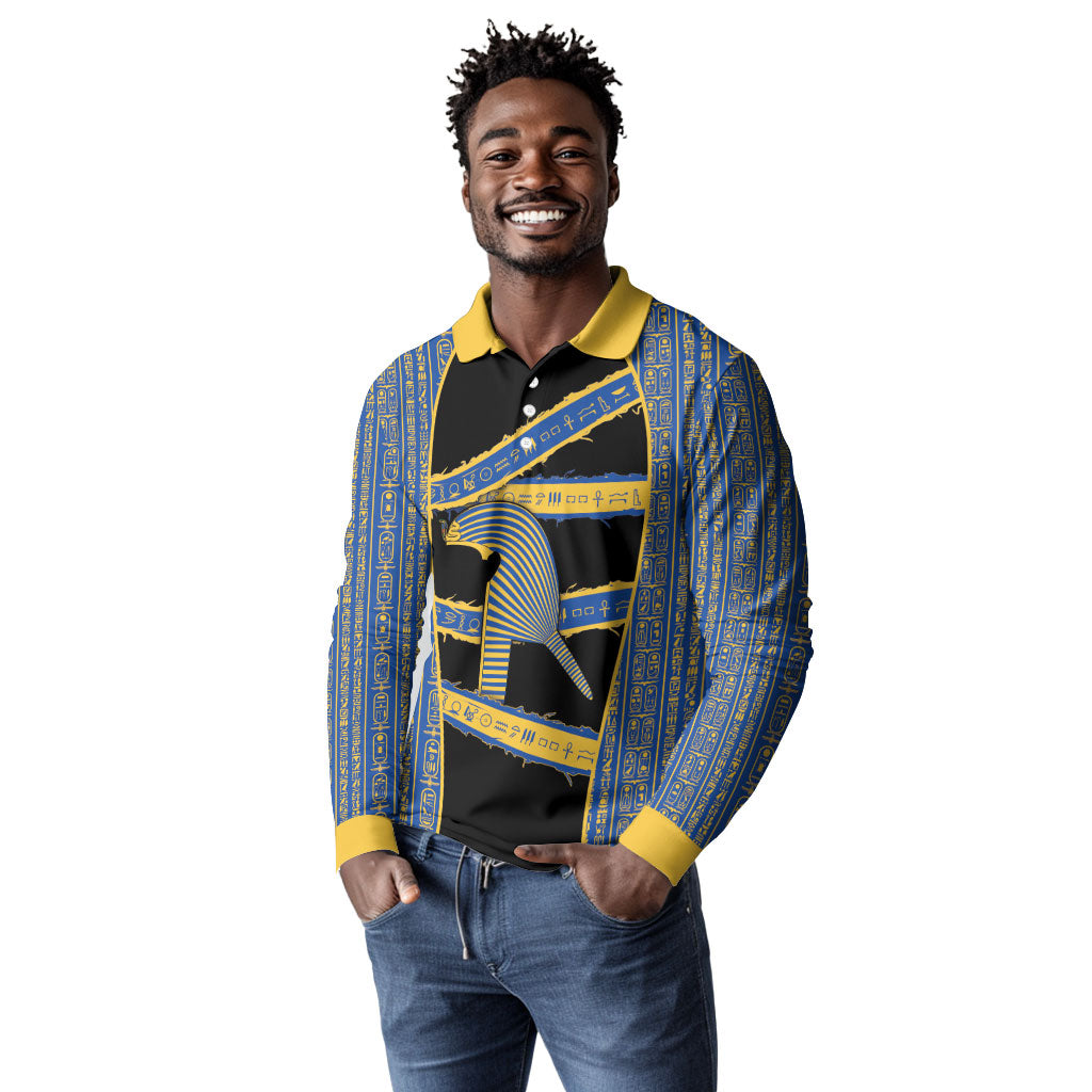 Egypt Nemyss Long Sleeve Polo Shirt Ancient Mythology Pharaoh Royal