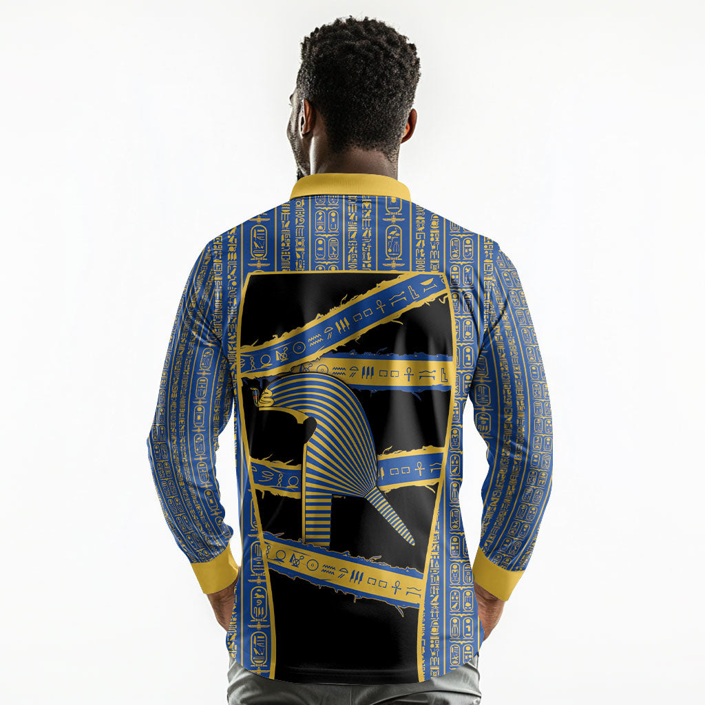 Egypt Nemyss Long Sleeve Polo Shirt Ancient Mythology Pharaoh Royal