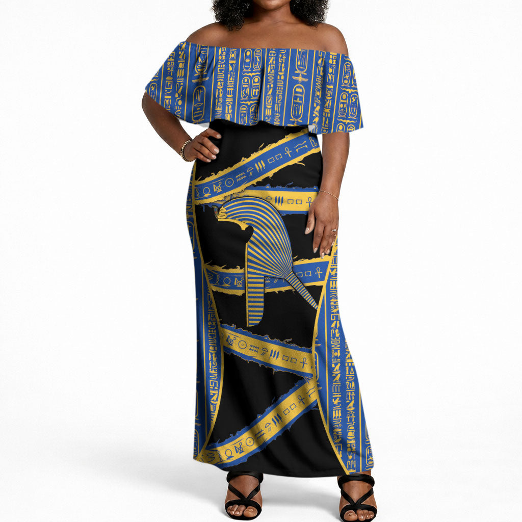 Egypt Nemyss Off Shoulder Maxi Dress Ancient Mythology Pharaoh Royal