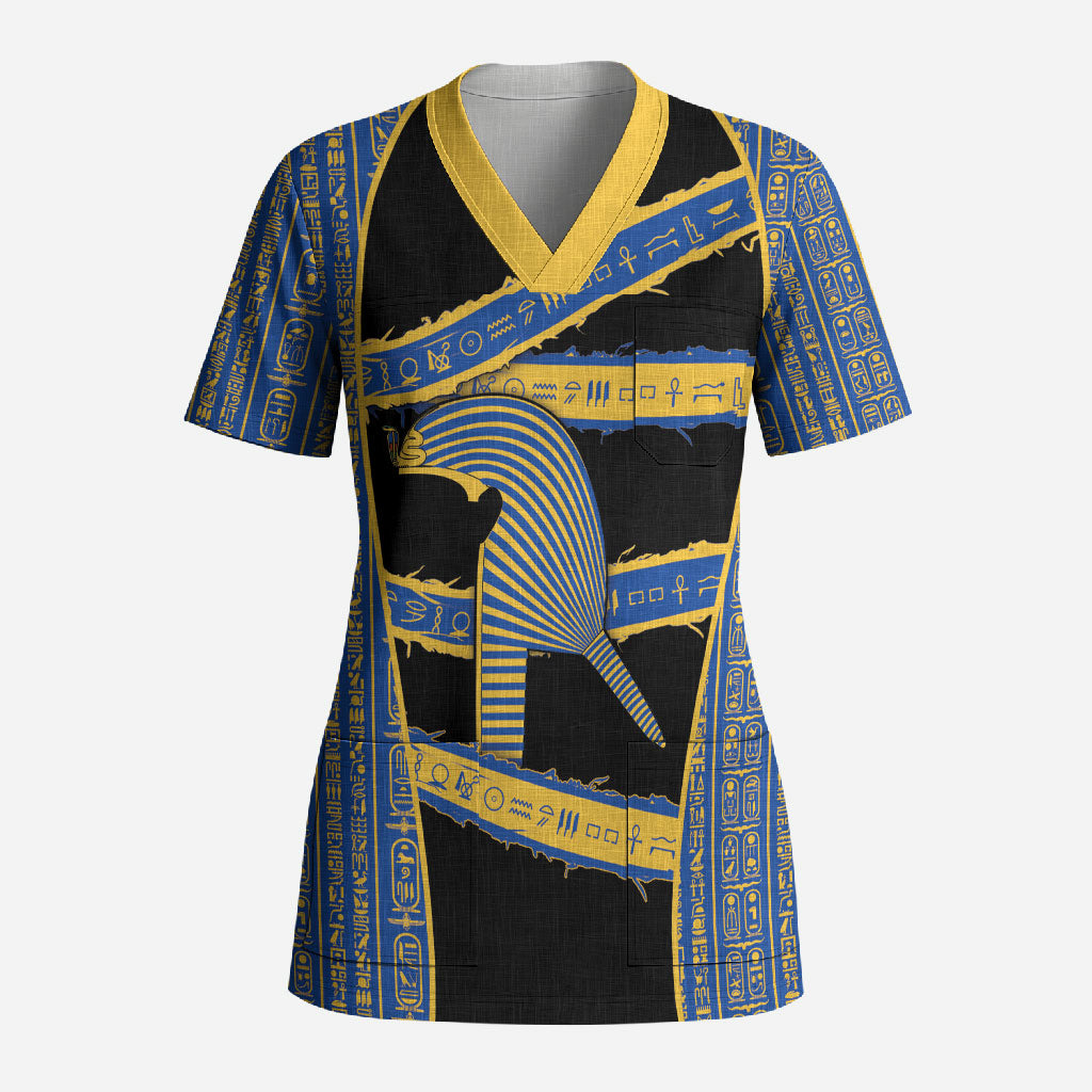 Egypt Nemyss Scrub Top Ancient Mythology Pharaoh Royal