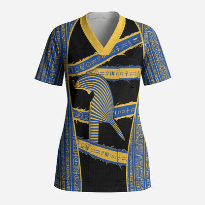 Egypt Nemyss Scrub Top Ancient Mythology Pharaoh Royal