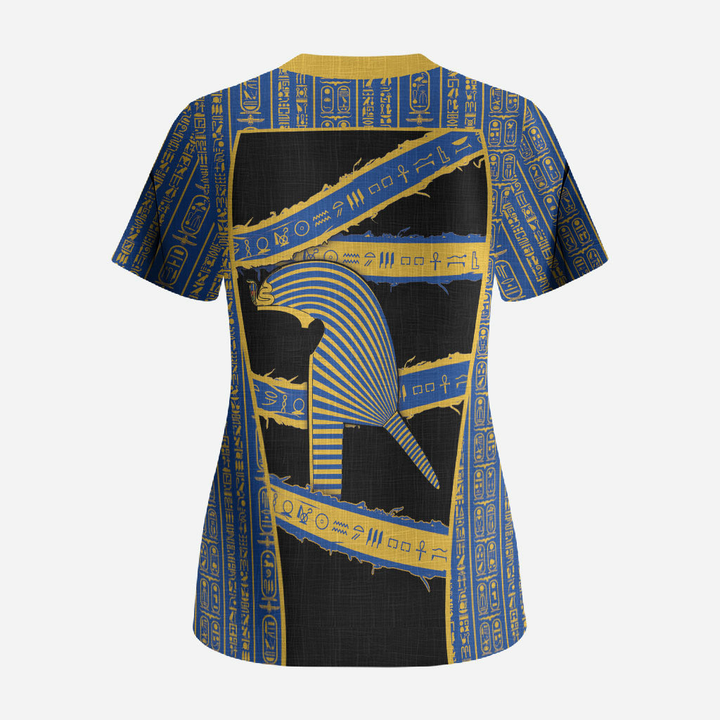 Egypt Nemyss Scrub Top Ancient Mythology Pharaoh Royal