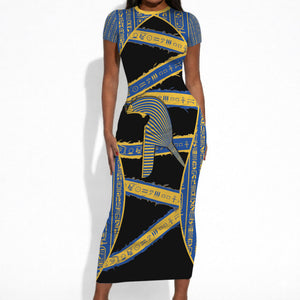 Egypt Nemyss Short Sleeve Bodycon Dress Ancient Mythology Pharaoh Royal