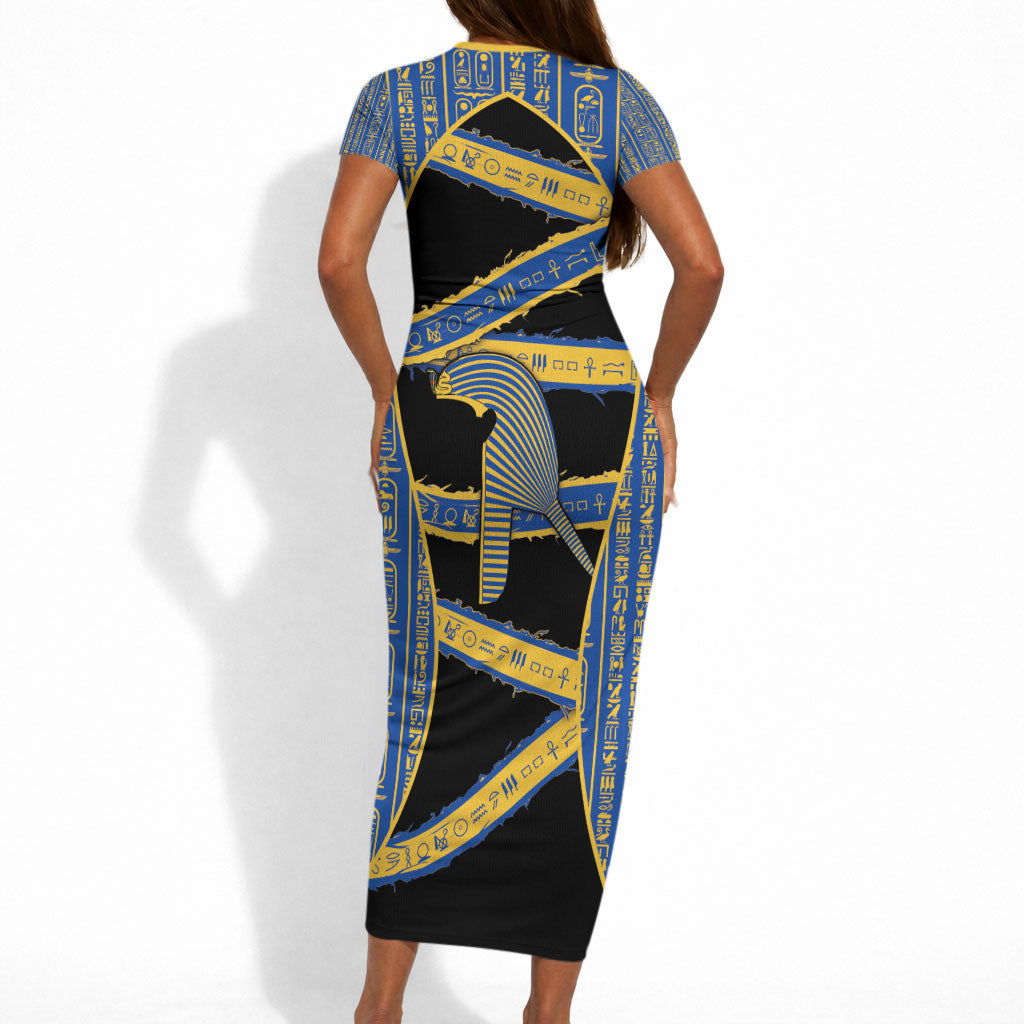 Egypt Nemyss Short Sleeve Bodycon Dress Ancient Mythology Pharaoh Royal