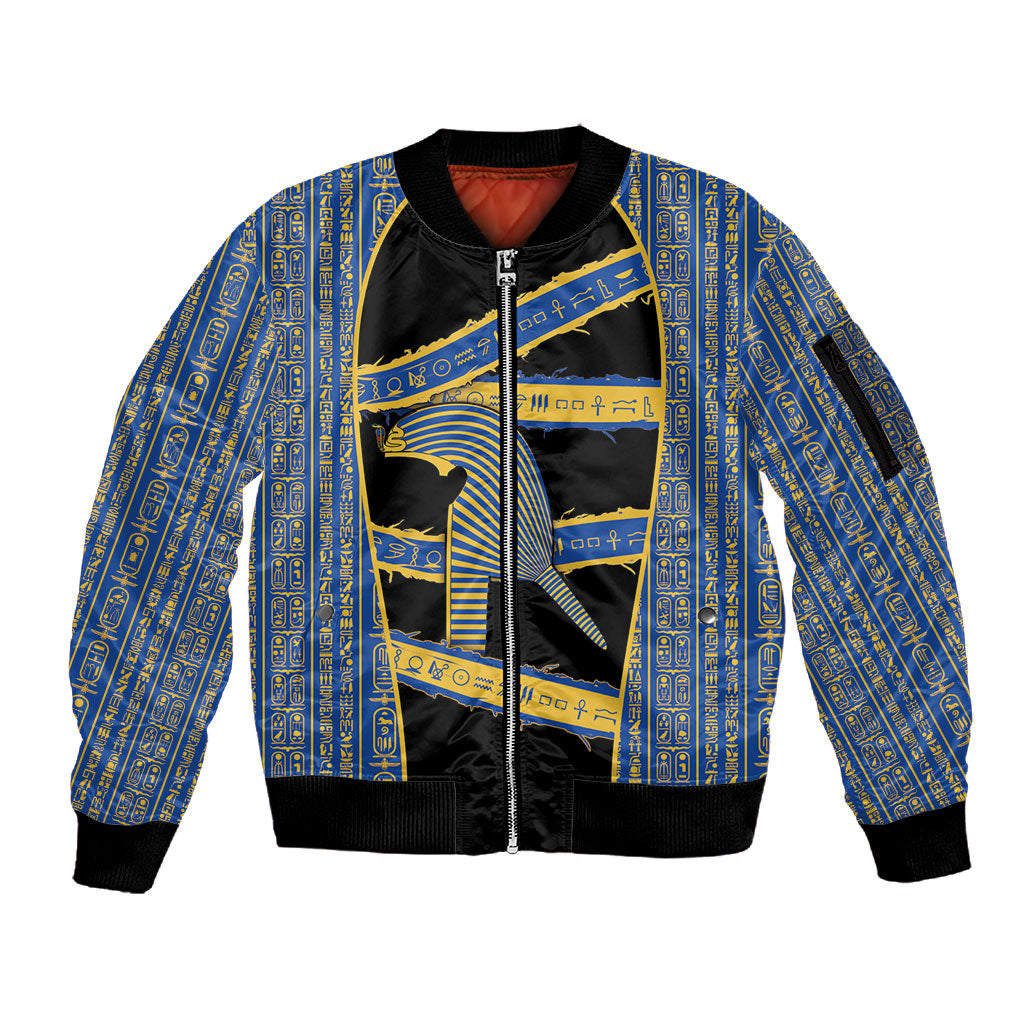 Egypt Nemyss Sleeve Zip Bomber Jacket Ancient Mythology Pharaoh Royal