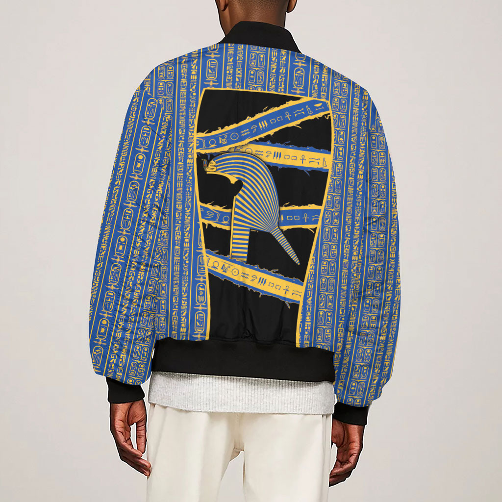 Egypt Nemyss Sleeve Zip Bomber Jacket Ancient Mythology Pharaoh Royal