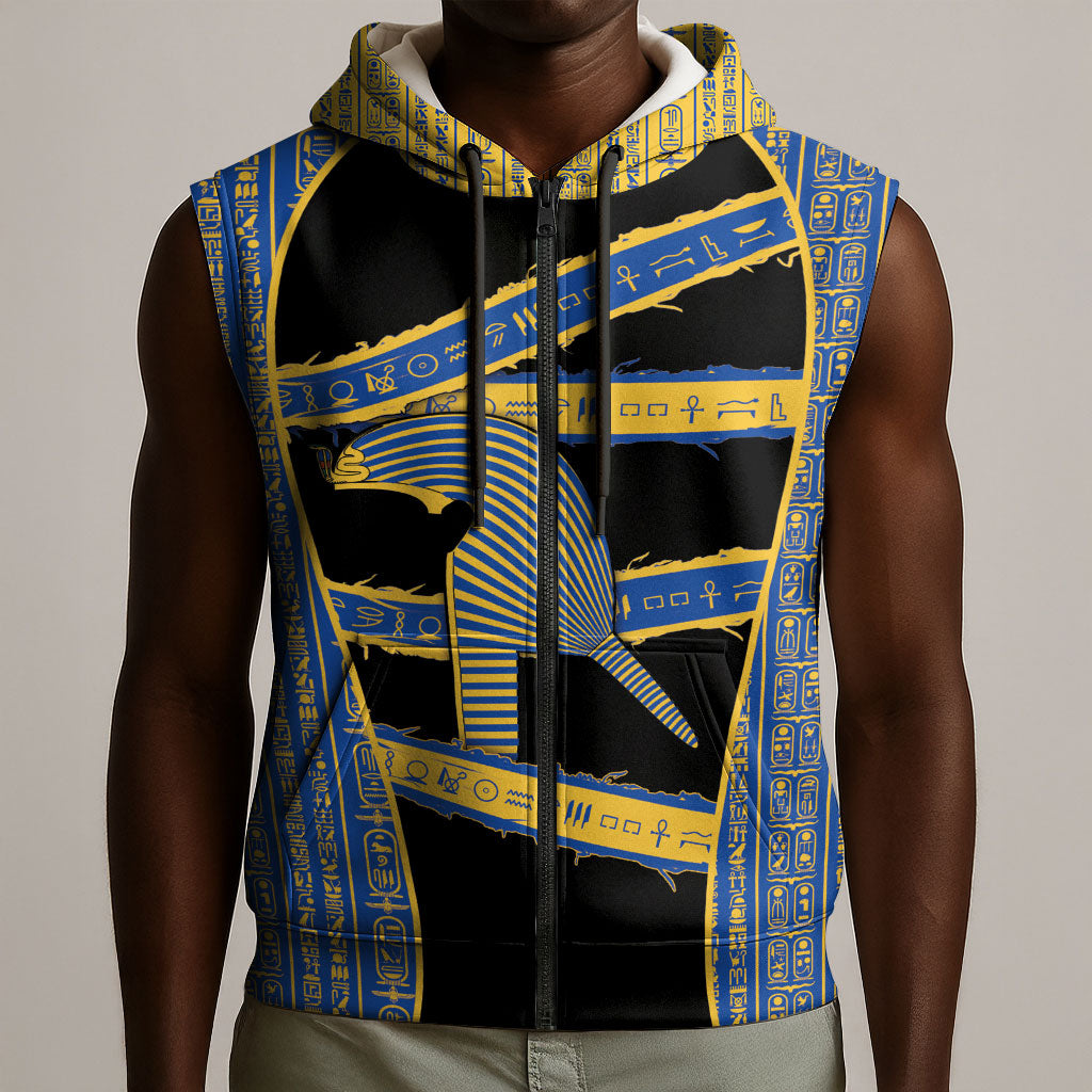 Egypt Nemyss Sleeveless Zip Hoodie Ancient Mythology Pharaoh Royal