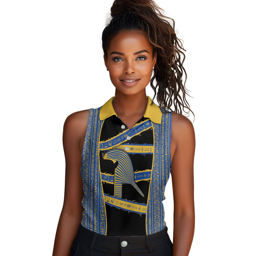 Egypt Nemyss Women Sleeveless Polo Shirt Ancient Mythology Pharaoh Royal