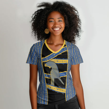 Egypt Nemyss Women V-Neck T-Shirt Ancient Mythology Pharaoh Royal