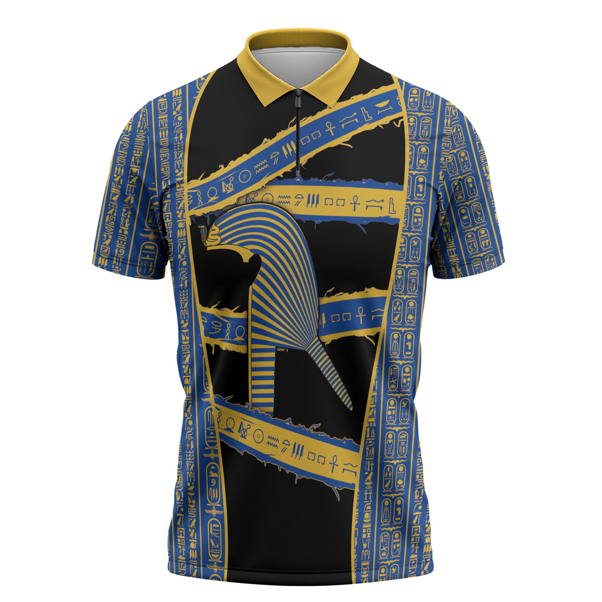 Egypt Nemyss Zipper Polo Shirt Ancient Mythology Pharaoh Royal