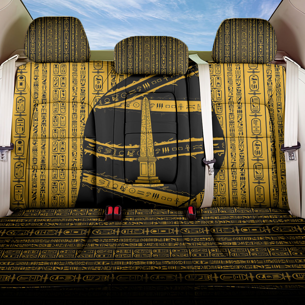 Egypt Obelisk Back Car Seat Cover Ancient Mythology Sacred Sun Pillar