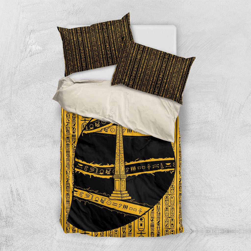 Egypt Obelisk Bedding Set Ancient Mythology Sacred Sun Pillar