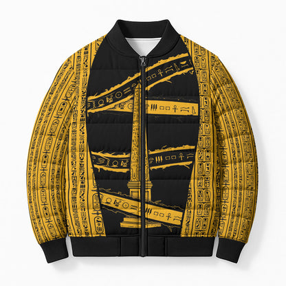 Egypt Obelisk Bomber Puffer Jacket Ancient Mythology Sacred Sun Pillar