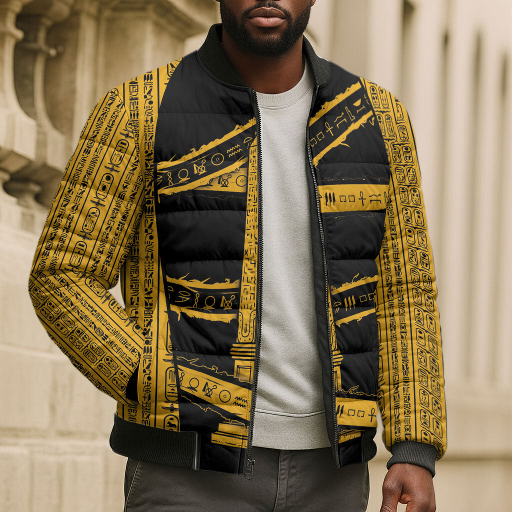 Egypt Obelisk Bomber Puffer Jacket Ancient Mythology Sacred Sun Pillar