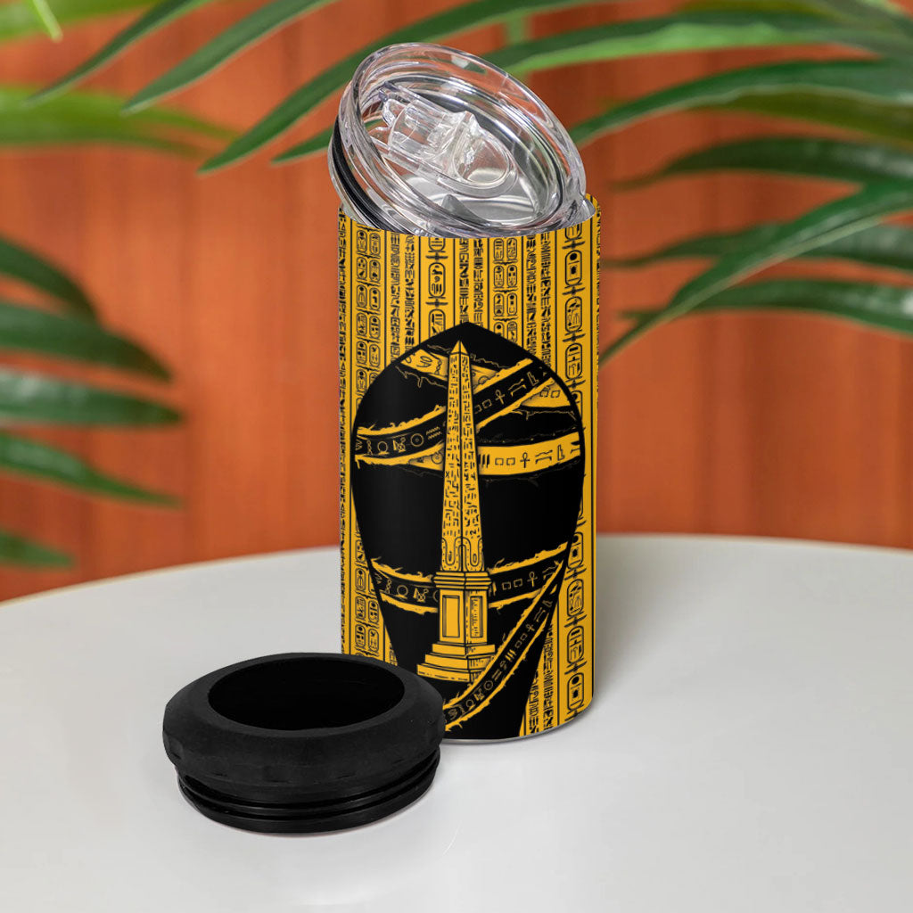 Egypt Obelisk 4 in 1 Can Cooler Tumbler Ancient Mythology Sacred Sun Pillar