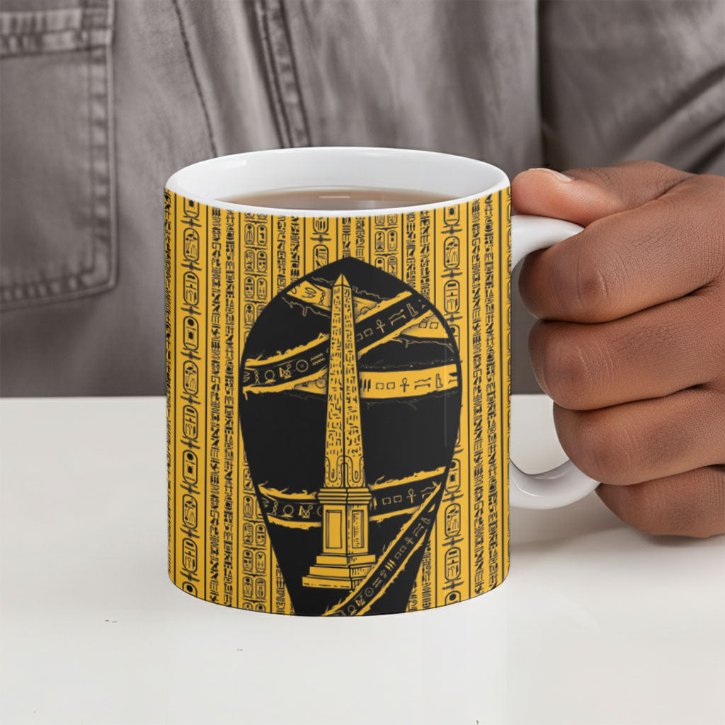 Egypt Obelisk Ceramic Mug Ancient Mythology Sacred Sun Pillar