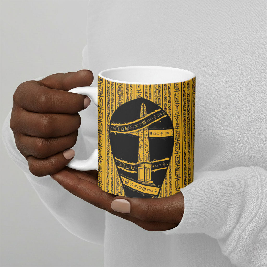 Egypt Obelisk Ceramic Mug Ancient Mythology Sacred Sun Pillar