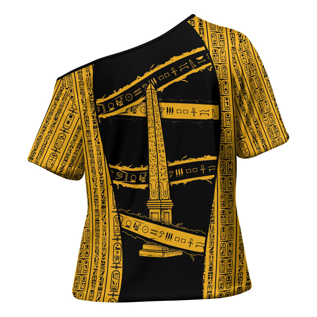 Egypt Obelisk Cross Shoulder Shirt Ancient Mythology Sacred Sun Pillar