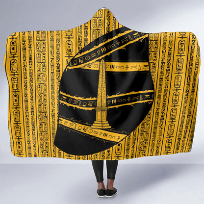 Egypt Obelisk Hooded Blanket Ancient Mythology Sacred Sun Pillar