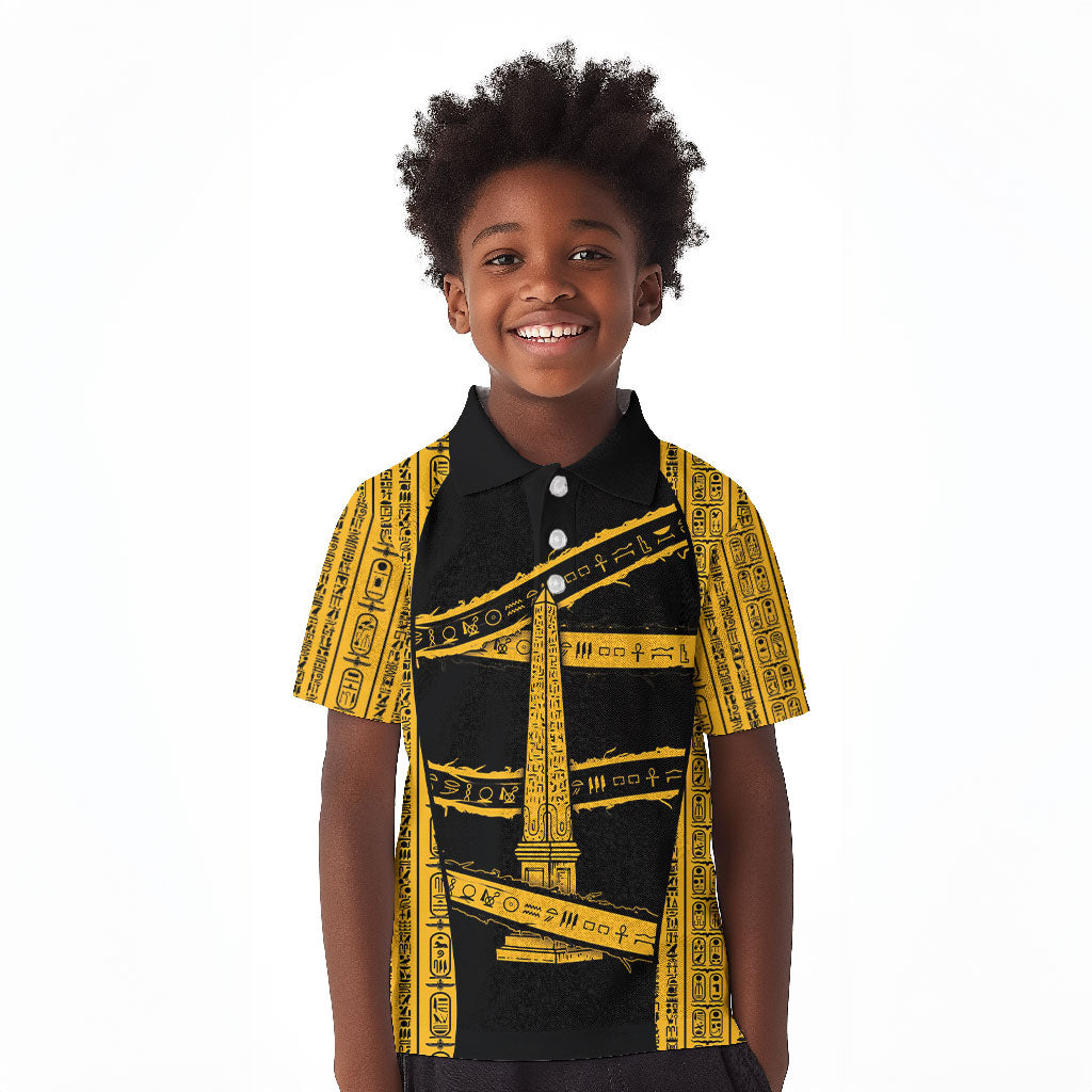 Egypt Obelisk Kid Polo Shirt Ancient Mythology Sacred Sun Pillar