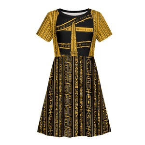 Egypt Obelisk Kid Short Sleeve Dress Ancient Mythology Sacred Sun Pillar