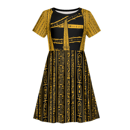 Egypt Obelisk Kid Short Sleeve Dress Ancient Mythology Sacred Sun Pillar