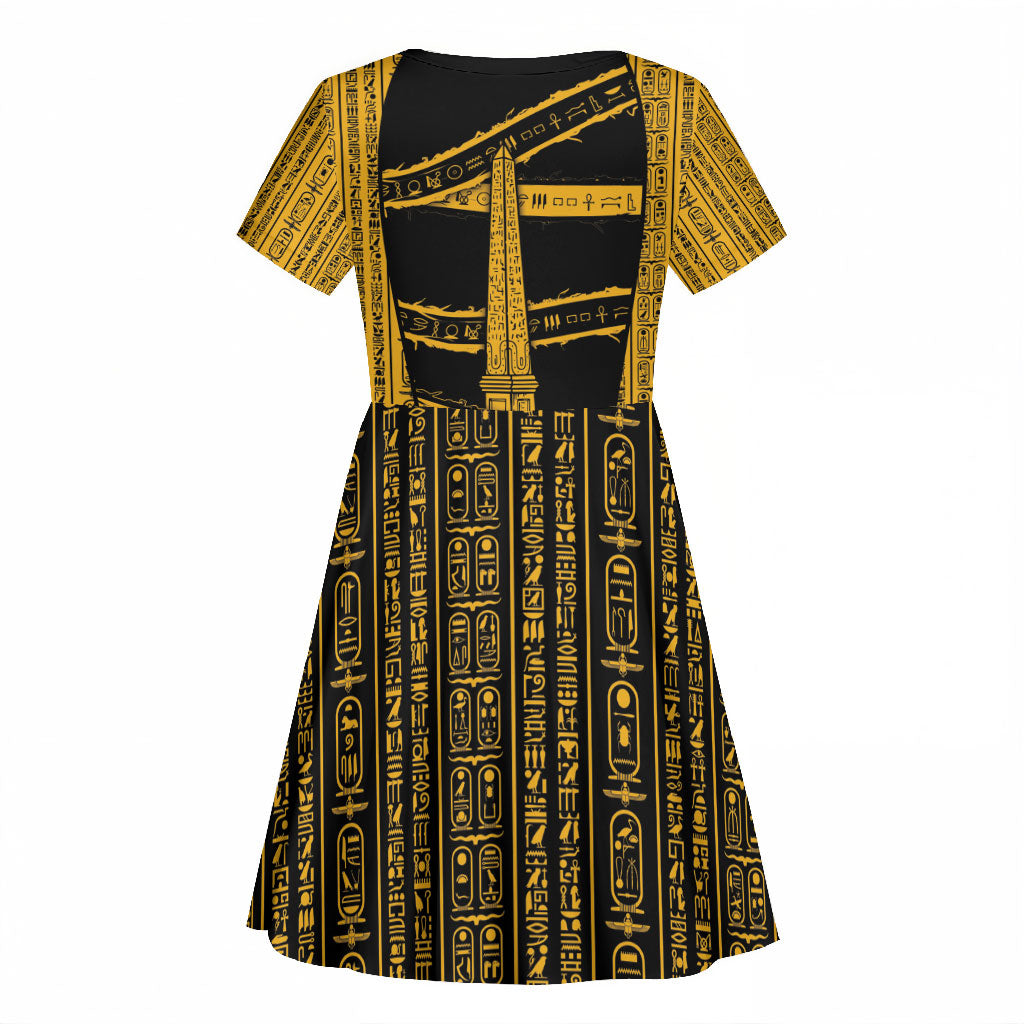 Egypt Obelisk Kid Short Sleeve Dress Ancient Mythology Sacred Sun Pillar