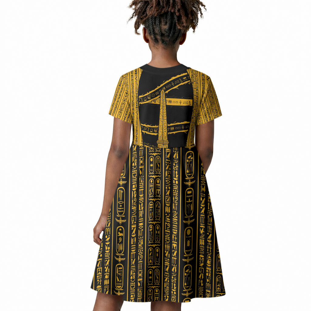 Egypt Obelisk Kid Short Sleeve Dress Ancient Mythology Sacred Sun Pillar