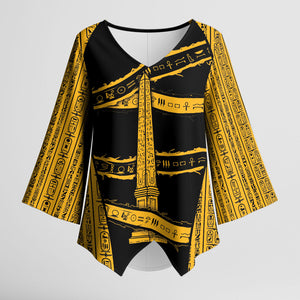 Egypt Obelisk Kimono Sleeve Blouse Ancient Mythology Sacred Sun Pillar