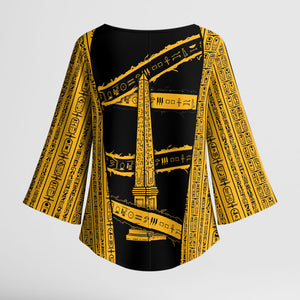 Egypt Obelisk Kimono Sleeve Blouse Ancient Mythology Sacred Sun Pillar