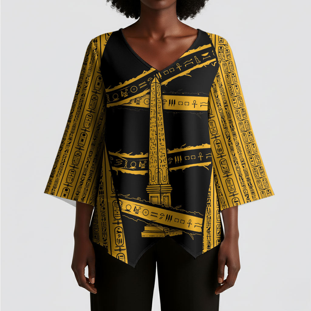 Egypt Obelisk Kimono Sleeve Blouse Ancient Mythology Sacred Sun Pillar