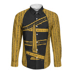 Egypt Obelisk Long Sleeve Button Shirt Ancient Mythology Sacred Sun Pillar
