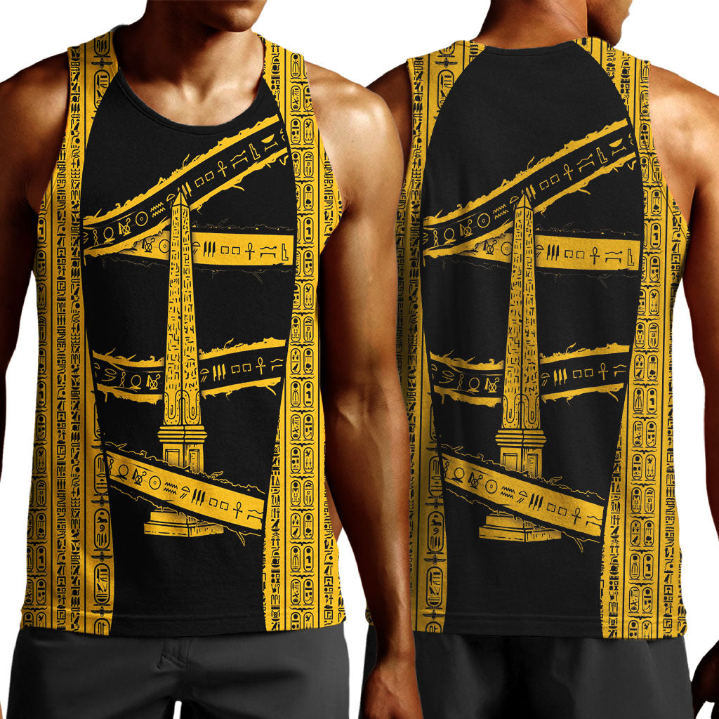 Egypt Obelisk Men Tank Top Ancient Mythology Sacred Sun Pillar