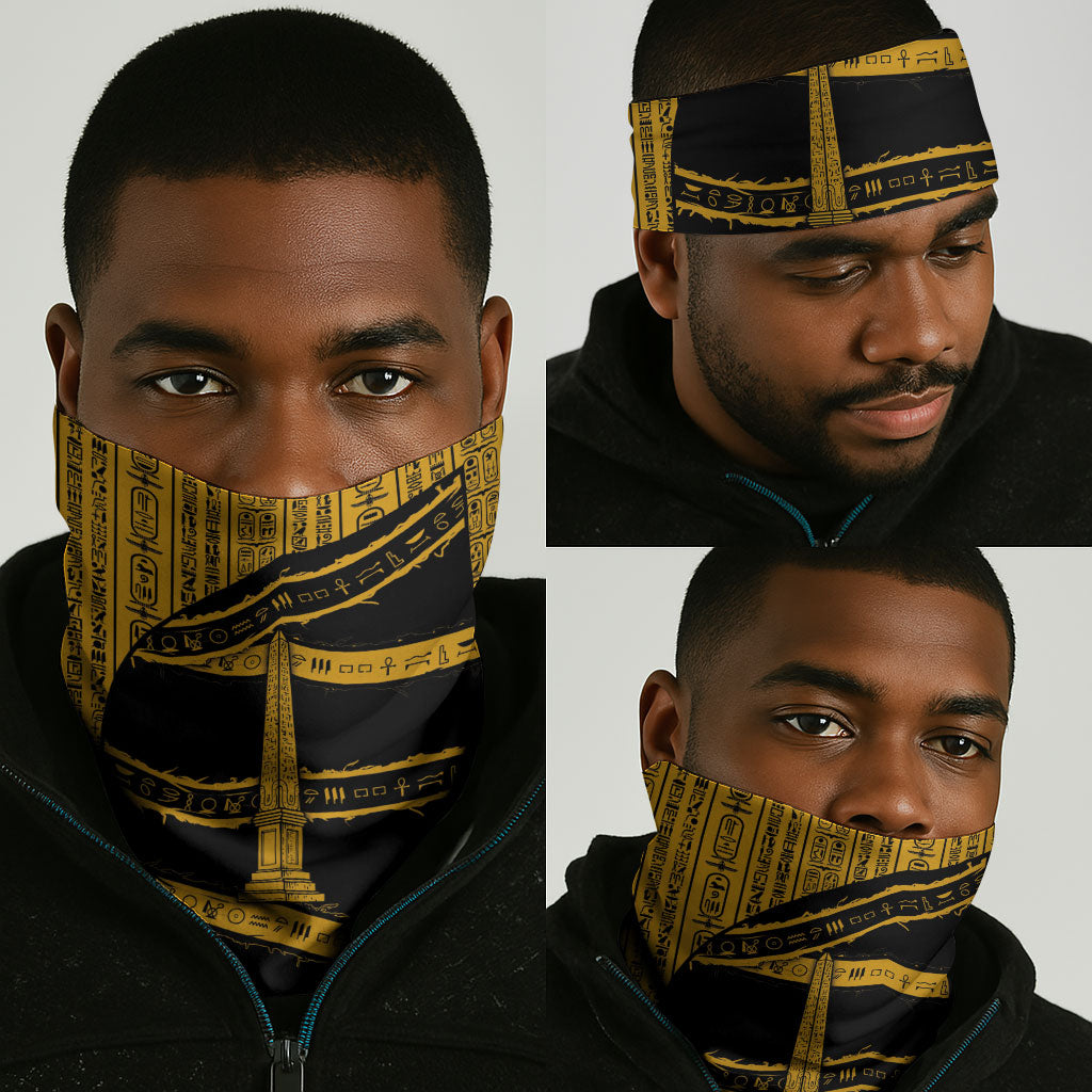 Egypt Obelisk Neck Gaiter Ancient Mythology Sacred Sun Pillar