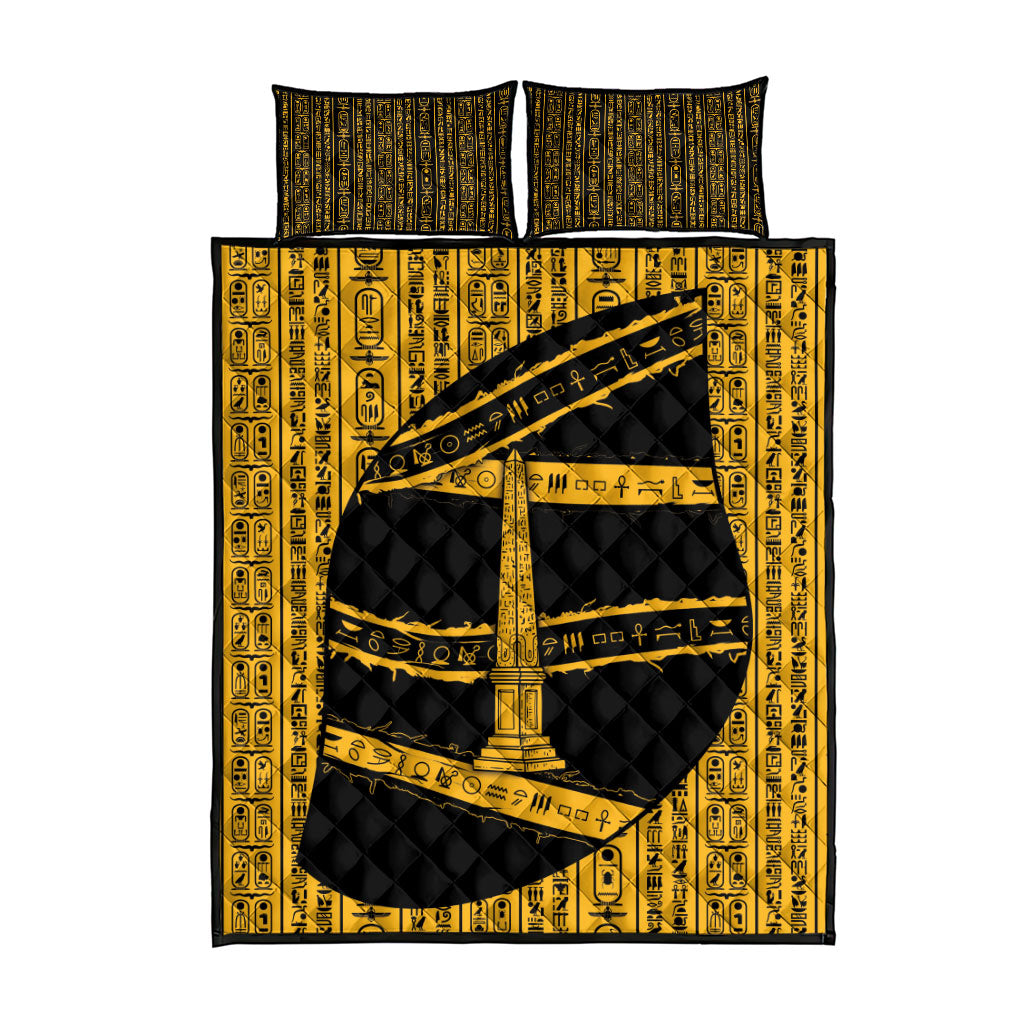 Egypt Obelisk Quilt Bed Set Ancient Mythology Sacred Sun Pillar