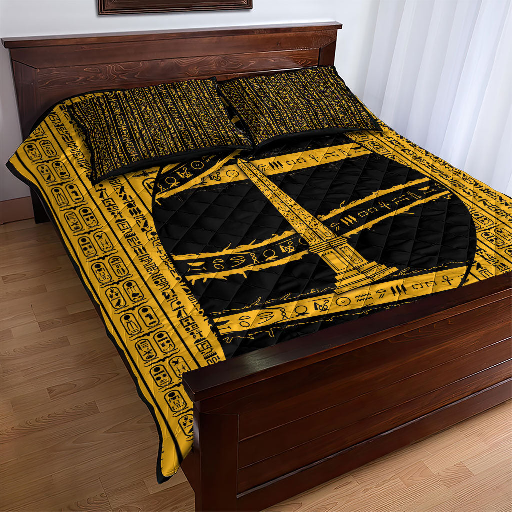 Egypt Obelisk Quilt Bed Set Ancient Mythology Sacred Sun Pillar
