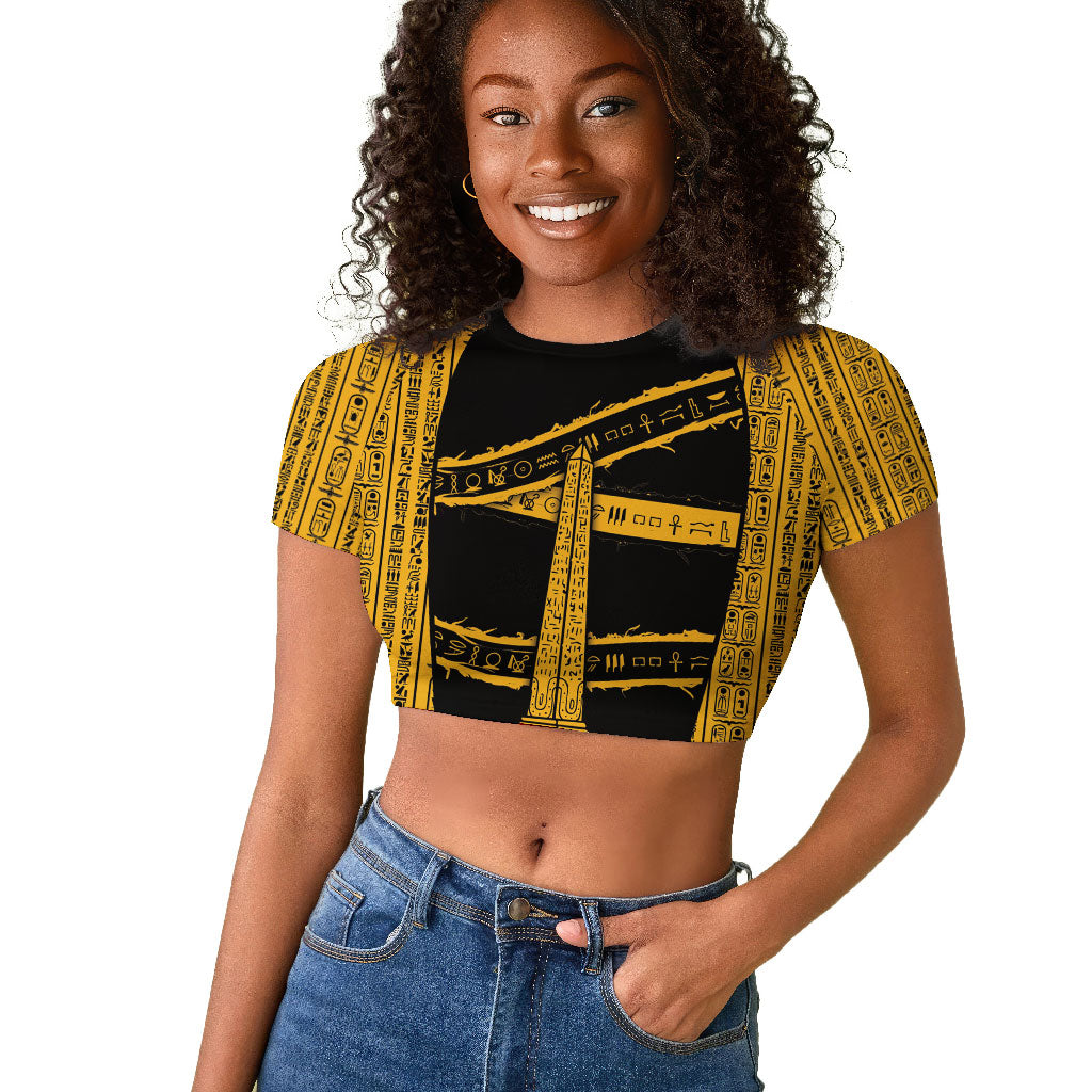 Egypt Obelisk Raglan Cropped T shirt Ancient Mythology Sacred Sun Pillar