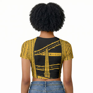 Egypt Obelisk Raglan Cropped T shirt Ancient Mythology Sacred Sun Pillar