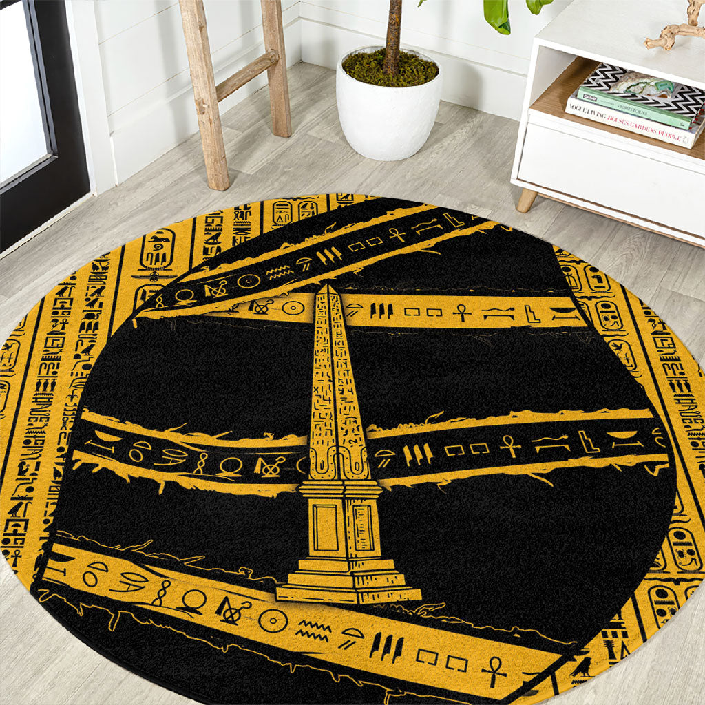 Egypt Obelisk Round Carpet Ancient Mythology Sacred Sun Pillar