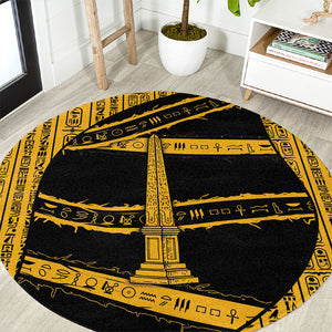 Egypt Obelisk Round Carpet Ancient Mythology Sacred Sun Pillar