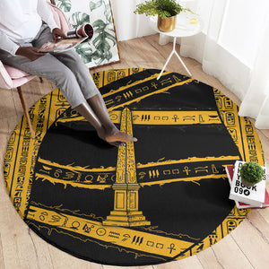 Egypt Obelisk Round Carpet Ancient Mythology Sacred Sun Pillar
