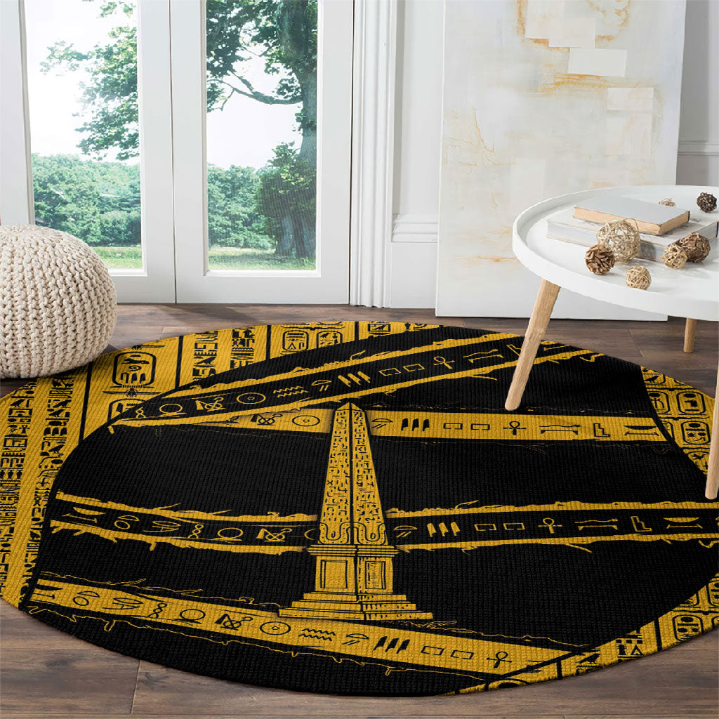 Egypt Obelisk Round Carpet Ancient Mythology Sacred Sun Pillar