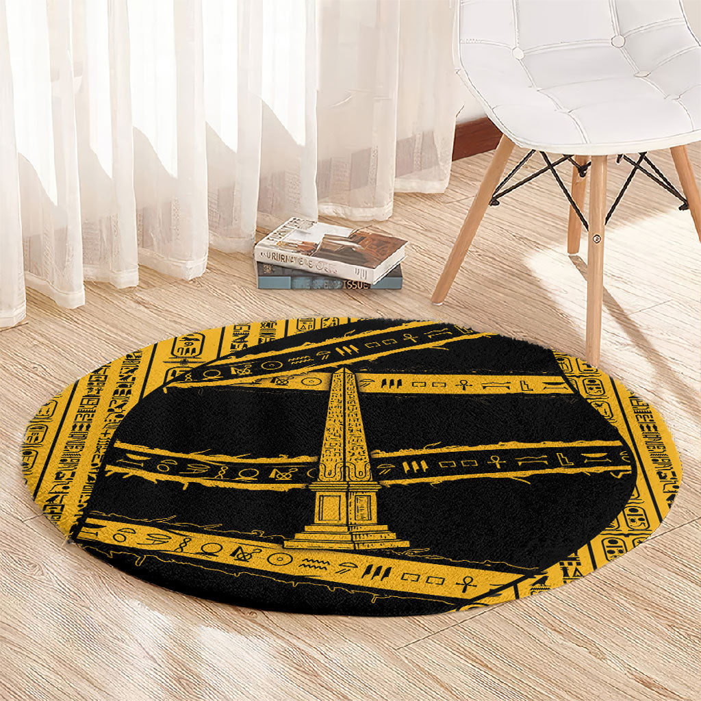 Egypt Obelisk Round Carpet Ancient Mythology Sacred Sun Pillar