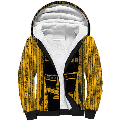 Egypt Obelisk Sherpa Hoodie Ancient Mythology Sacred Sun Pillar