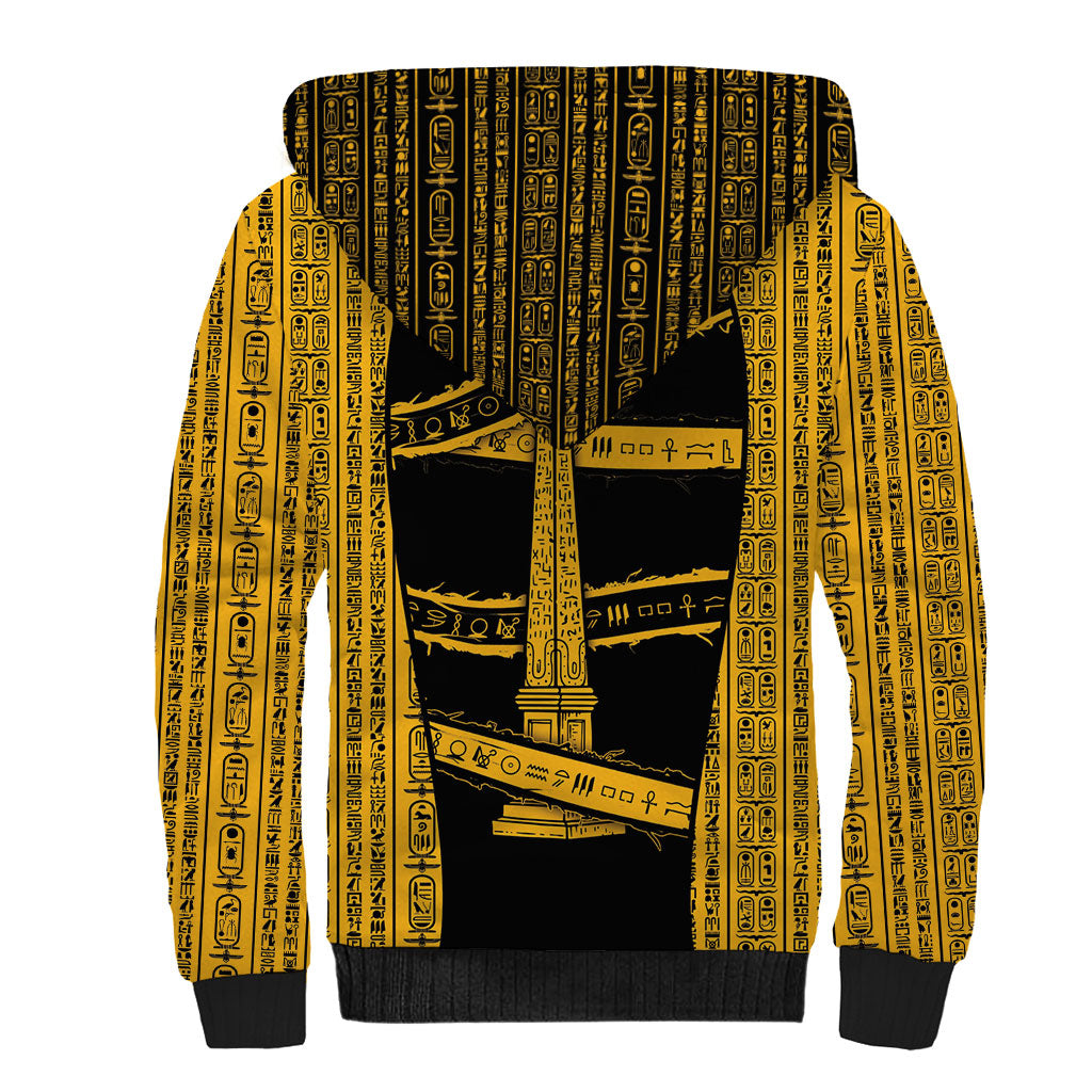 Egypt Obelisk Sherpa Hoodie Ancient Mythology Sacred Sun Pillar