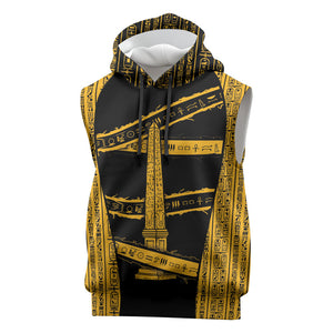 Egypt Obelisk Sleeveless Hoodie Ancient Mythology Sacred Sun Pillar