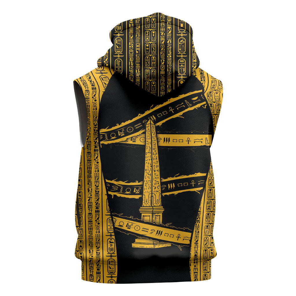 Egypt Obelisk Sleeveless Hoodie Ancient Mythology Sacred Sun Pillar