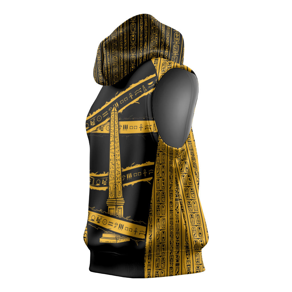 Egypt Obelisk Sleeveless Hoodie Ancient Mythology Sacred Sun Pillar